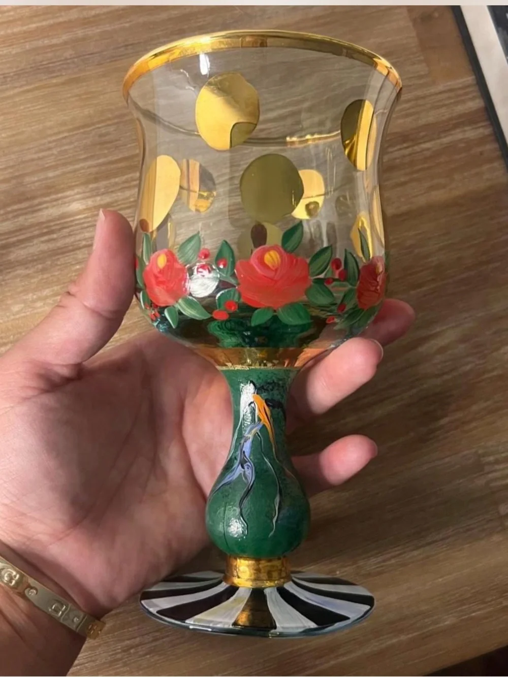 MACKENZIE CHILDS vtg pair Circus Heirloom 12 Oz Water Goblet Tumbler